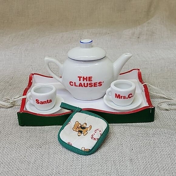 DANBURY MINT EUC-VTG SANTA W/Workbench & MRS CLAUS W/Tea Tray - Picture 12 of 14